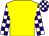 Yellow, purple & white checked sleeves & cap (Mr Kyan Yap)