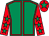 Emerald green, red seams, red sleeves, emerald green stars, red cap, emerald green star (Cheshire Racing)