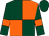 Dark green and orange (quartered), dark green sleeves, orange armlets, dark green cap (Mrs L Hunt And Mrs K Campbell)