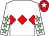 White, red triple diamond, white sleeves, light green stars, red cap, white star (Mrs C C Diamond)