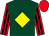 Dark green, yellow diamond, red and black striped sleeves, red cap (Mr Martin Day)