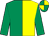 EMERALD GREEN and YELLOW (halved), EMERALD GREEN sleeves, quartered cap (Team Kraka)