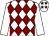 White & maroon diamonds, white sleeves, maroon stars on cap (Mrs H O'Toole)