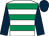 White, emerald green hoops, dark blue sleeves and cap (Mick And Janice Mariscotti)