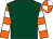 dark green, orange and white hooped sleeves, quartered cap (Stall Burg Nanstein)