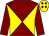 Maroon and yellow diabolo, maroon sleeves, yellow cap, maroon diamonds (Mr S Macauley)
