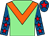 Light green, orange chevron, royal blue sleeves, red stars, royal blue cap, red star (Gingearmy Two)