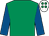 Emerald green, royal blue sleeves, white cap, emerald green spots (Manton Thoroughbreds Iv)