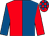 Red and royal blue (halved), sleeves reversed, red and royal blue check cap (G Moore - Osborne House)