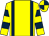 Yellow, dark blue braces, hooped sleeves, quartered cap (Mr Mervyn Jones)