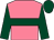 Salmon pink, dark green hoop on body, slvs & cap (Gerard Quirk)
