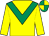 Yellow, emerald green chevron, quartered cap (Maurice Sheehy)