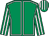 Emerald green, white seams, striped sleeves and cap (Jamie Magee, Henry Ponsonby & Alan Kin)