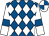 Royal blue and white diamonds, white sleeves, royal blue armlets, quartered cap (Mr D J Deer)