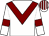 White, maroon chevron and armlets, striped cap (Hintlesham Racing)