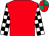 Red, black and white check sleeves, red and emerald green quartered cap (Mr Mark McAllister)