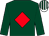 Dark green, red diamond, white & dark green striped cap (Katie Dalys Bar Syndicate)