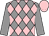 Grey & pink diamonds, grey sleeves, pink cap (D A Mulligan)