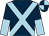 Dark blue, light blue cross belts, halved sleeves, quartered cap (Miss D L Wisbey & Mr R J Viney)