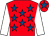 Red, royal blue stars, white sleeves, red cap, royal blue star (J A O'Sullivan)
