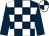 Dark blue & white check, dark blue sleeves, quartered cap (Notary Syndicate)