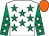 White, emerald green stars, emerald green sleeves, white stars, orange cap (One Winner Will Do Syndicate)