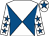 White and royal blue diabolo, white sleeves, royal blue stars, white cap, royal blue star (Mr J Gallagher)