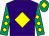 Purple, yellow diamond, emerald green sleeves, yellow diamonds, emerald green cap, yellow diamond (Mr & Mrs I P Earnshaw)