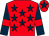 Red, dark blue stars, dark blue sleeves, red armlets, red cap, dark blue star (Three Men And A Trainer)