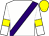 White, purple sash, white sleeves, yellow armlets and cap (Mr P Riley)