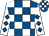 Royal blue and white check, white sleeves, royal blue diamonds (Mr Michael Baldry)