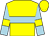 Yellow, light blue hoop, light blue sleeves, yellow armlets, yellow cap (Mr K G Kitchen)