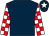 Dark blue, red and white check sleeves, dark blue cap, white star (Mr Trevor Lee)