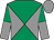 Emerald green and grey diabolo, halved sleeves, grey cap (Mr D A Clark)