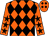 Orange and black diamonds, orange sleeves, black stars (Mr S Bishop And Mr C Mason)