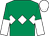 Emerald Green, white triple diamonds, emerald green and white halved sleeves, white cap (Mohd Salem Ali Alafreet)