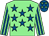 Light green, royal blue stars, striped sleeves, royal blue cap, light green stars (Drury Tea & Coffee Limited)