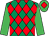 Emerald green & red diamonds, em green slvs, em green cap, red diamond (Donal Hassett)