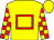 Yellow, red hollow box, check sleeves, yellow cap (Denis Wilson)