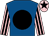 Royal blue, black disc, pink and black striped sleeves, pink cap, black star (Twenty 19)