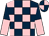 Dark blue and pink check, halved sleeves, dark blue and pink quartered cap (P Taiano, N Gollings, S Powell)