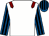 White, maroon epaulets, royal blue and black striped sleeves and cap (Woodward, Laurie And Smith)