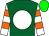 Kelly green, white ball, , white sleeves, orange hoops, green cap (Dublin Racing Club LLC)