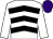 White & black chevrons, white sleeves, purple cap (Spout Syndicate)