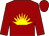 Burgundy, yellow rising sun, burgundy cap (Hon Earle I Mack & Mr Giovanni Parri)