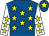 Royal blue, yellow stars, white sleeves, yellow stars, royal blue cap, yellow star (Mr Colin Stirling)