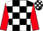 Black and white check, red sleeves (Mr Geraint Anstee)