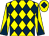 Yellow and dark blue diamonds, diabolo on sleeves, yellow cap, dark blue diamond (Mr M Murphy)