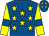 Royal blue, yellow stars, yellow sleeves, royal blue armlets, royal blue cap, yellow diamonds (East 11 Limited)