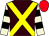 Brown, yellow cross sashes, beige & black hooped sleeves, red cap (D A Lynch)